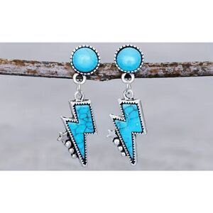 Turquoise Lighting Bolt Dangling Earringd